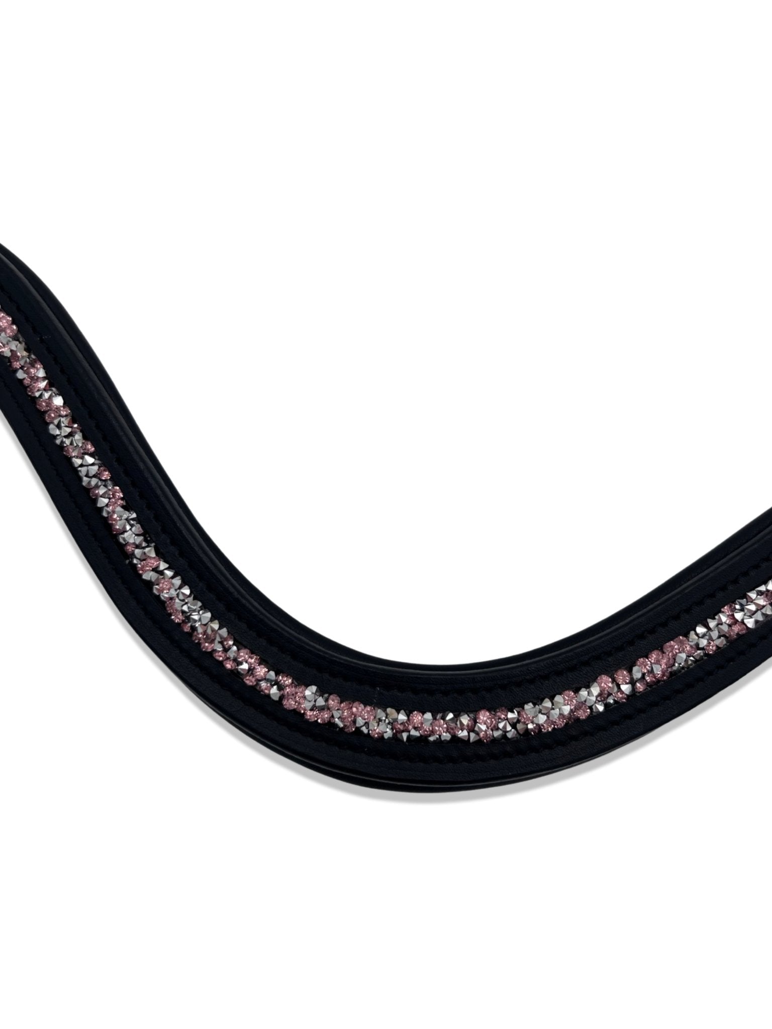 Crushed Light Pink Crystal Padded Browband, from The Urbany. Elevate your horse's style with sparkling crystals and comfort.