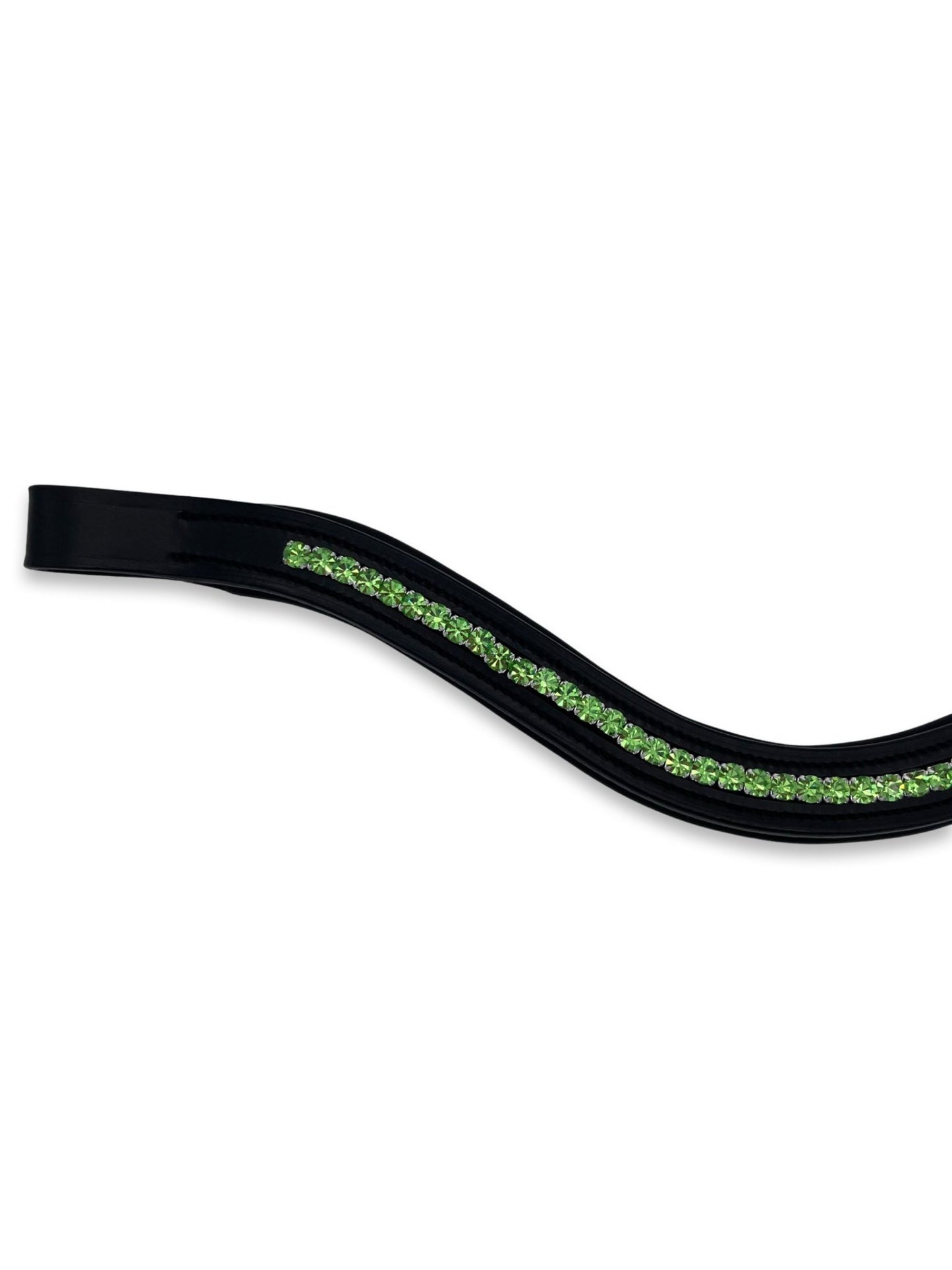 Lime Green Crystal Padded Browband, from The Urbany. Elevate your horse's style with sparkling crystals and comfort.